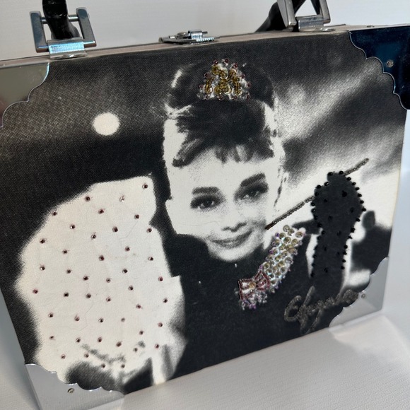 Vintage Audrey Hepburn Cigar Box Purse Handmade Beaded‎ Top Handle Bag - Picture 2 of 14